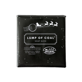 lump of coal soap slice, black soap bar, traditionally made with activated charcoal. this soap makes the perfect Christmas stocking filler gift or first footing gift for New Year's Eve